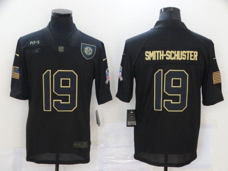 Men Pittsburgh Steelers 19 Smith-schuster Black gold lettering 2020 Nike NFL Jersey